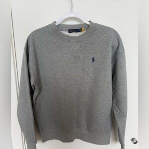 Ralph Lauren Men's Heather Gray Crewneck Sweatshirt with Navy Pony